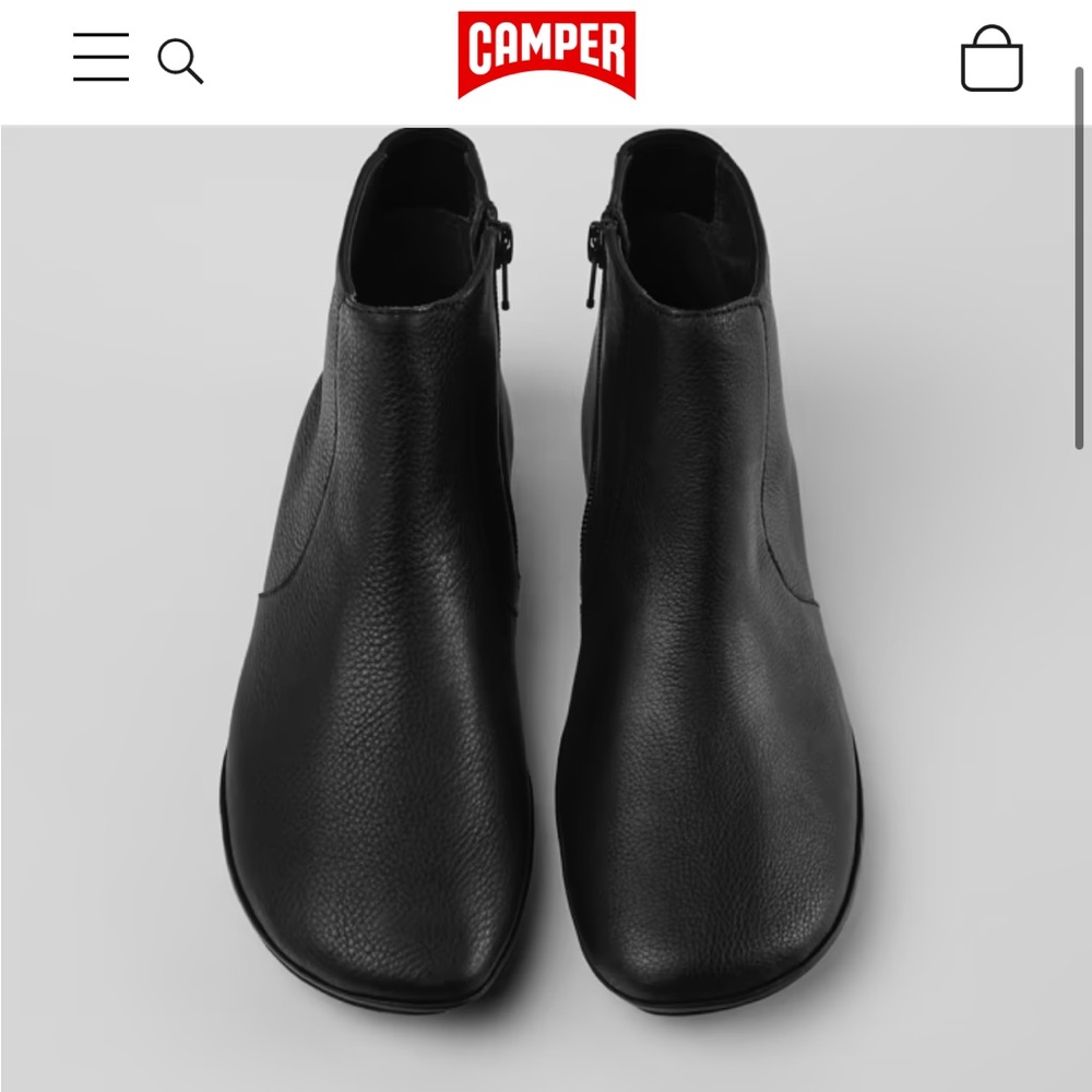 Black leather camper booties size 39